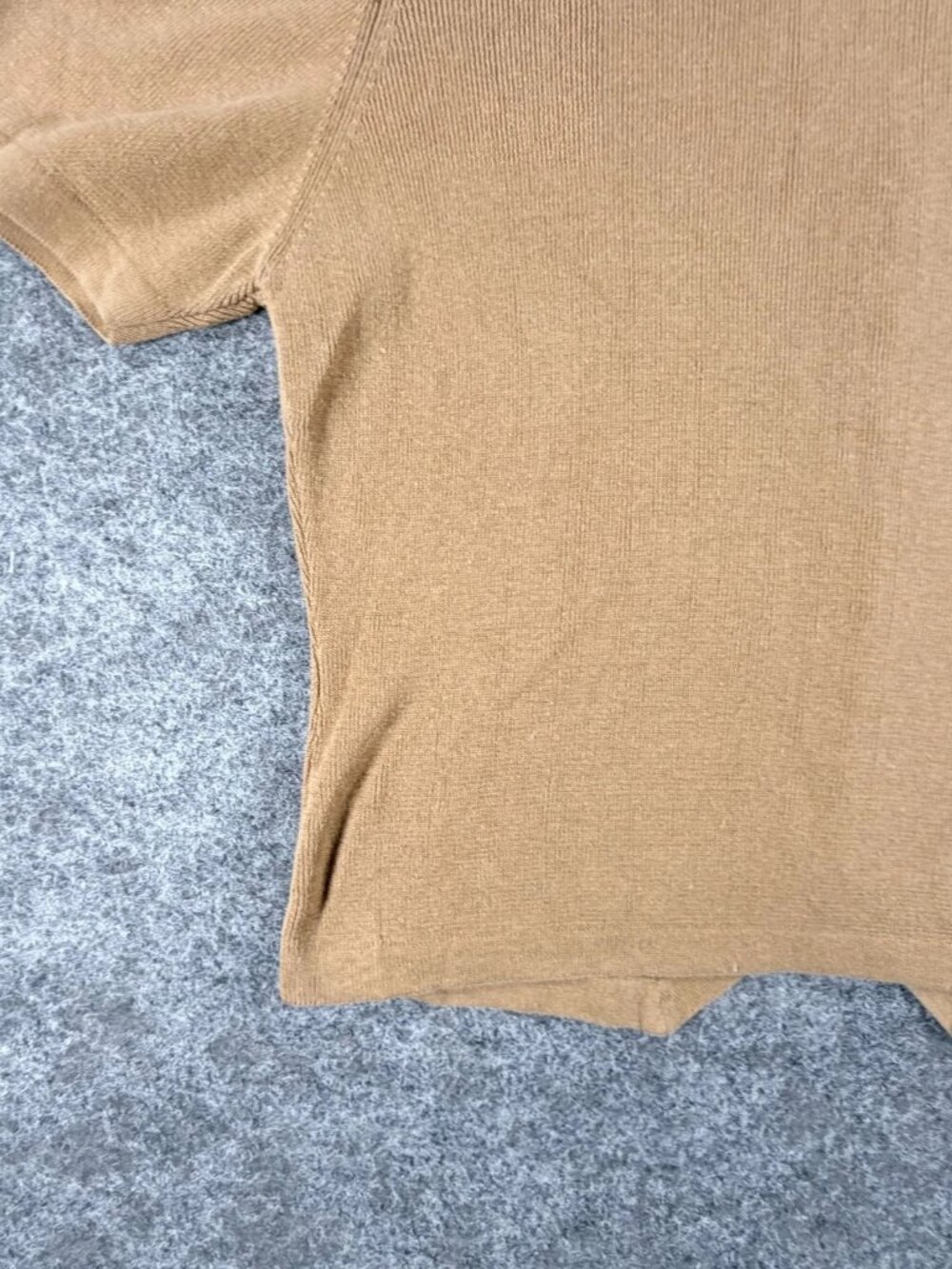 Vintage Sag Harbor Sweater Womens S Brown Tan V-Neck Short Sleeve Button Detail - Picture 12 of 16